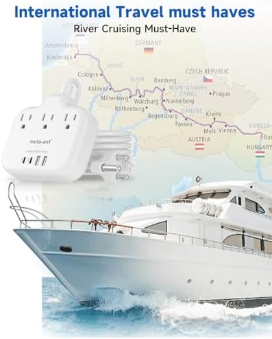 Ultimate Universal Travel Plug Adapter with PD30 W Fast Charging Hub – 3 Multi-Port Connectivity for International Travel, Featuring Dual USB-C & USB-A Outputs, 3 ft Extension Cord for Effortless Power in EU, US, UK, France & Spain – Perfect Solution for Global Adventurers Seeking Reliable Charging Options