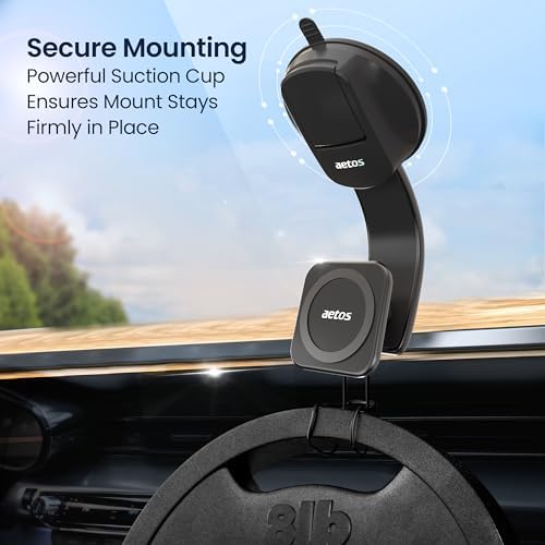Aetos Mag Safe Car Mount: Ultimate 360° Rotatable Phone Holder for i Phone 15/14/13/12 Pro/Plus/Max & Android Devices – Adjustable Alloy Arm for Custom Positioning, Sleek Modern Design Enhances Vehicle Aesthetics, Effortless Hands-Free Navigation & Calls, Durable Yet Lightweight for Everyday Use – Elevate Safety and Convenience on the Road