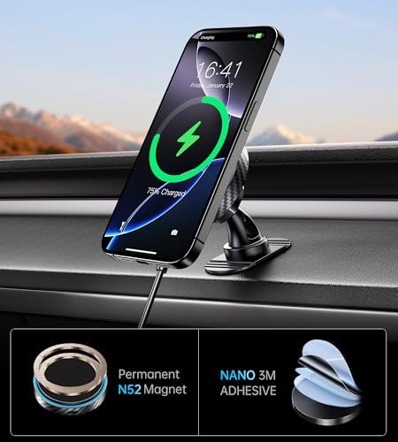 Revolutionary Qi2 Certified 15 W Mag Safe Wireless Car Mount Charger – 360° Rotatable Design for i Phone 12 to 16 Series, Perfect for Dash & Vent Installation – Ultimate Magnetic Charging Solution for Modern Drivers