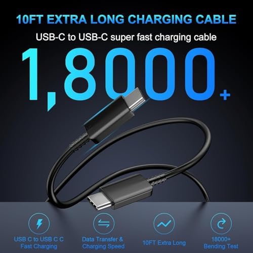 Dual Pack 45 W Super Fast Charger with 10 ft Type C Cable for Samsung Galaxy Devices – Quick Charge Solution for S25, S24 Ultra, S23+, S22+ & More – Portable, Durable & Reliable Android Power Adapter