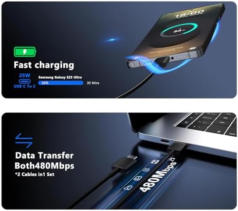 Ultra-Fast 45 W USB-C Charger with 6 FT Cable for Samsung Galaxy S25/S24/S23/S22 Series – High-Power Charging Block for Tablets & Smartphones with Safety Features, Compact Design, and Enhanced Compatibility for Quick Device Recharge