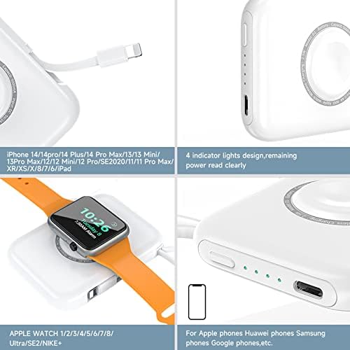 HUOTO Ultra-Compact 5000 m Ah Portable Charger – Premium Power Bank for i Phone 14/13/12/11/8/7/6 & Apple Watch Series 1-9 – Fast Charging, Lightweight, and Versatile Charging Solution for On-the-Go Lifestyle