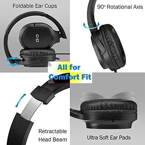 Elevate Your Audio Experience with 18-Foot Premium Over-Ear Headphones – Ultimate Wired Headset for TV & PC with Integrated Volume Control and Universal 3.5 mm AUX Compatibility for Superior Sound Quality – CGS-W6 Model