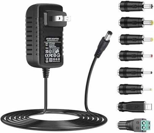 Guan Ting Universal 12 V 2 A Power Supply Adapter – High-Efficiency AC to DC Charger with 8 Interchangeable Tips for Maximum Flexibility – Compact 24 W Converter for Rapid Charging and Enhanced Device Compatibility