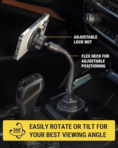 Revolutionize Your Driving Experience with Scosche Magic Mount™ SMSCUP – Adjustable Gooseneck Magnetic Phone Holder for Car, Compatible with i Phone 16-12 Series & Android Devices, Mag Safe Technology, Effortless Hands-Free Navigation, Secure Cup Holder Fit, Effortless Installation