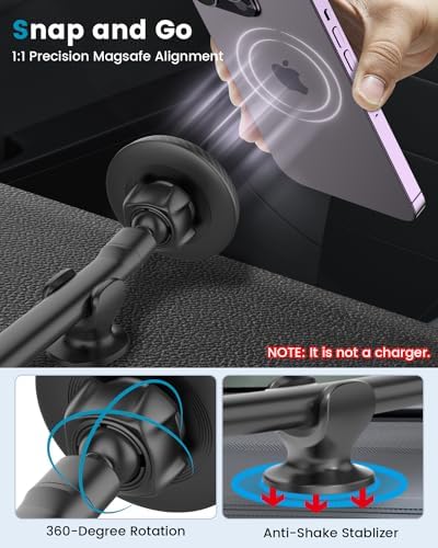 Upgrade Your Drive with APPS2 Mag Safe Car Mount – 13-Inch Long Arm Magnetic Phone Holder for i Phone 16 Pro Max, 15, 14, 13, 12 Mini – Enhanced Windshield Suction & Easy One-Handed Use for Ultimate Convenience and Safety