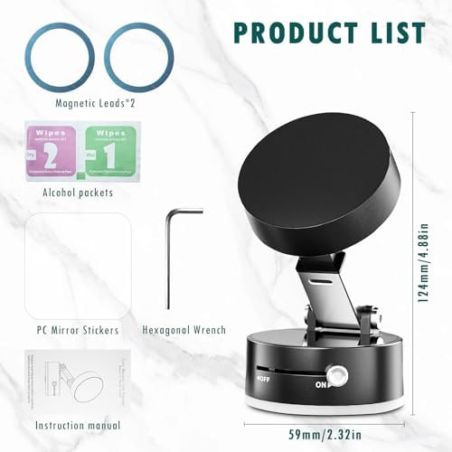 Innovative Magnetic Suction Cup Holder for Smartphones – Adjustable 360° Rotatable Phone Mount with Dual Vacuum & Magnetic Adsorption for Ultimate Stability – Secure & Convenient Driving Accessory for All Devices – Foldable Design for Easy Storage & Hands-Free Navigation