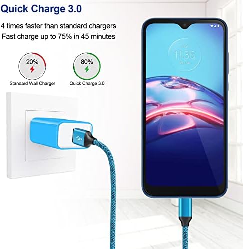 Ultra-Fast 18 W QC3.0 Wall Charger for Android Devices – Rapid Charging Adapter with 6 FT Micro USB Cable, Ideal for Samsung Galaxy, Fire Tablets, PS4, Xbox, and More – Dual Pack for Maximum Efficiency and Compatibility – Lightweight Travel Companion for Everyday Use