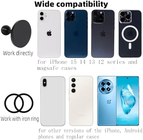 Magnetic Car Phone Holder for Mag Safe i Phone 15, 14, 13, and 12 Series – Premium RAM Mount Compatible Accessory for Secure and Effortless Hands-Free Driving – Easy Installation and Stylish Design for Ultimate Convenience