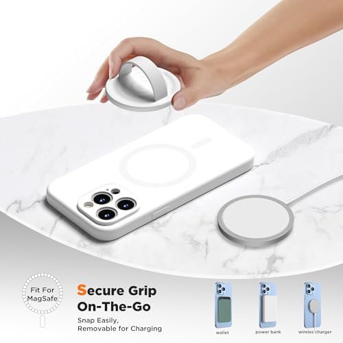 Upgraded Magnetic Phone Grip for i Phone: Premium Silicone Loop Holder with Mag Safe Compatibility – Ergonomic 360-Degree Stand, Non-Slip Design in Sleek Black for Enhanced Comfort and Secure Handling on i Phone 16/15/14/13/12 Pro Max/Plus