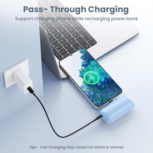 Ultra-Compact 5200 m Ah USB C Power Bank – Fast Charging Mini Portable Charger for i Phone 16/16 Plus/15/15 Plus/15 Pro Max, Galaxy S25/S24, i Pad, and Android Devices – Essential Power Solution for On-the-Go Charging