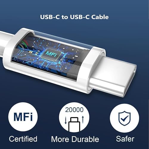 High-Speed USB C Charger for Apple i Pad Pro 12.9/11″ & i Phone 16 – Enhanced 10 ft USB C to C Cable, Fast Charging Block for i Pad 10 th Gen, Air 4 th/5 th, Mini 6 th/7 th – Ultimate Compatibility & Efficiency for On-the-Go Power Solutions