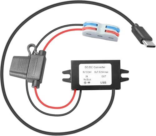 High-Efficiency Waterproof Dual USB DC/DC Adapter – 12/24 V to 5 V Converter with 3 A Output, Integrated Safety Fuse, and Compact Design for Reliable Vehicle Power Solutions and Outdoor Charging Needs