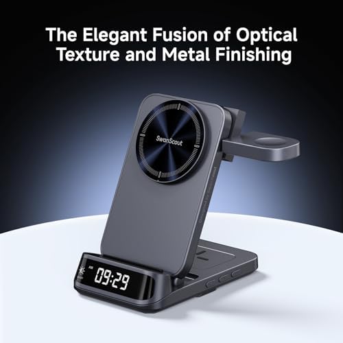 Foldable 3-in-1 Magnetic Wireless Charging Station: Mag Safe-Compatible Charger for i Phone 16/15/14/13 Series, Apple Watch, and Air Pods – Enhanced Portability and Fast Charging for Travel and Home Use
