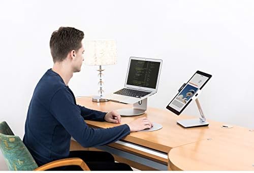 KABCON Adjustable Multi-Angle Aluminum Tablet Stand – Premium Dock for 4”-14” Devices Including i Pad, Samsung Galaxy, and Kindle Fire – Experience Ultimate Comfort with Hands-Free Viewing and Enhanced Productivity