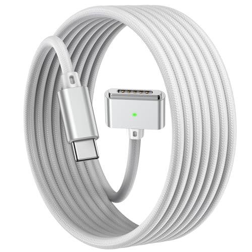 Elevate Your Charging Game with the 140 W USB-C to Magnetic 3 Cable (6.6 FT) – Premium Compatibility for Mac Book Air & Pro Models, Rapid Magnetic Connection for Enhanced Efficiency, Durable Braided Design in Sleek Silver, Perfect for On-the-Go Power Needs!