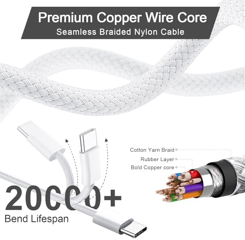 140 W USB-C Power Adapter for Mac Book Pro & Air – Fast Charging with Magnetic Connector, 6.6 FT Braided Cable & LED Indicator – Ultimate Compatibility & Safety Features for M1, M2, M3 Models (2021-2024)