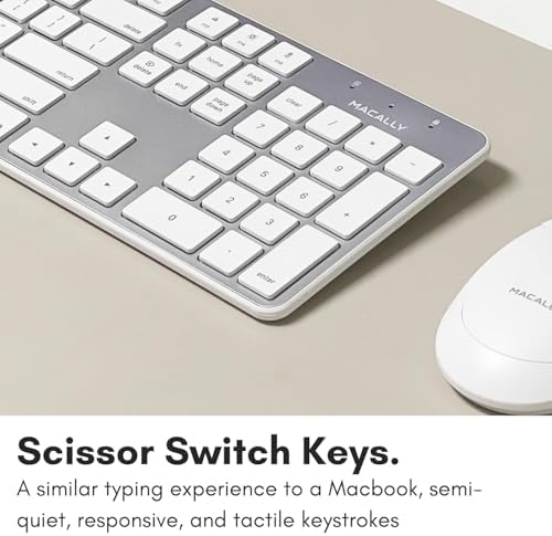 Enhance Your Workspace with the Macally Ultra-Slim USB Wired Keyboard – Full-Size Design & Number Keypad for Mac & Windows Devices, Elegant Silver Finish for Style and Durability