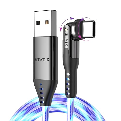 Statik Power Pivot 12 W USB-C Cable – 6 FT Right-Angle Design with 360-Degree Rotating Head for Seamless Charging & Data Transfer, Ideal for Home & Office Setup, Compatible with Smartphones, Tablets, and Laptops, Premium Durability & Flexibility for Enhanced Convenience and Performance