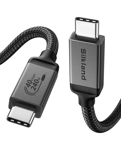 Silkland USB4 Thunderbolt 4 Cable – Ultra-Fast 40 Gbps Data Transfer, 240 W Rapid Charging, 8 K@60 Hz Video Output, 1 FT Compact Design – Perfect for i Phone 16, Mac Book, e GPU, and More – Unmatched Performance for Modern Connectivity