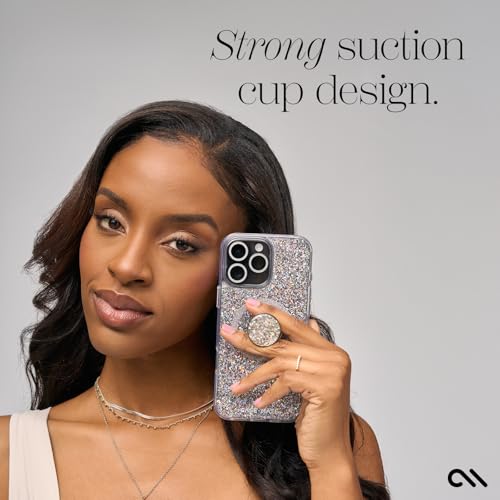 Case-Mate Minis – Cell Phone Stand/Grip – Suction Cup Cell Phone Holder [Removable for Wireless Charging] for iPhones, Android Smartphones, Kindles & More – Champagne Crystal – Enhanced Compatibility and Speed