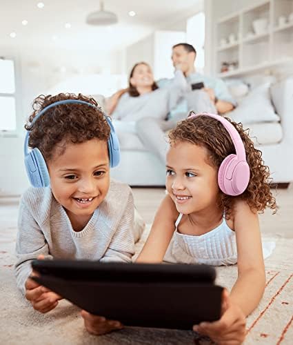 Premium Kids Over-Ear Headphones with Built-In Microphone – Safe Volume Control, Lightweight Dark Green Design for Online Learning & Travel, HD Sound Quality, Collaborative Audio Sharing Feature for Enhanced Learning Experiences