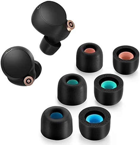 Premium Memory Foam Ear Tips for Sony WF-1000 XM4 & WF-1000 XM3 – Anti-Slip Replacement Tips for Optimal Comfort and Noise Isolation, Fits Charging Case, 3 Pairs (Medium, Black) – Elevate Your Audio Experience with Enhanced Stability and Sound Quality