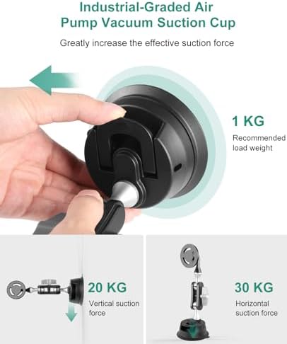 PULUZ 360° Adjustable Magnetic Suction Cup Mount for Smartphones & Action Cameras – Ultimate Dual Ball Head Holder for Secure Windshield & Dashboard Use – Effortless Installation & Enhanced Stability for Safe Navigation & Adventure Filming