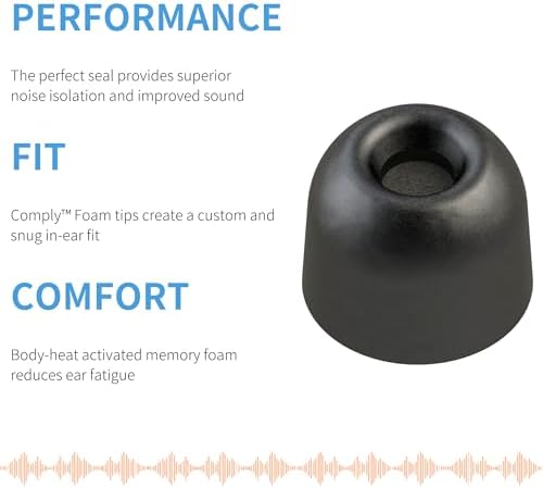 Upgrade Your Sony True Wireless Earbuds with Comply Memory Foam Replacement Tips | Maximum Comfort and Secure Fit for Enhanced Listening | Superior Noise Isolation & Anti-Slip Design | Available in Black Sizes S/M/L (3 Pairs) – Perfect for Music Lovers and Active Lifestyles