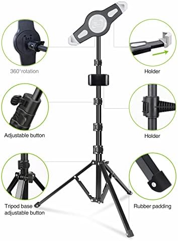 Ultimate Aluminum Alloy Tablet Tripod Stand with 360° Rotation and Adjustable Height – Versatile Holder for 7.9-11 Inch Devices, Ideal for Work, Streaming, and Presentations – Lightweight, Durable, and Portable i Pad Support for Enhanced Stability and Comfort