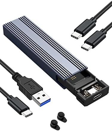 High-Speed M.2 NVMe SSD Enclosure with USB C Adapter – 10 Gbps Transfer Rate, UASP & Trim Support for M-Key (B+M Key) SSDs (2230/2242/2260/2280) – Portable, Durable Solution for Data Backup & Storage Expansion