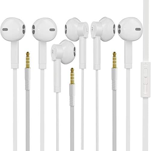 Premium In-Ear Earbud Headphones with Remote & Microphone – Classic White 3 Pack for Enhanced Audio Experience, Noise Isolation, and Tangle-Free Convenience – Ideal for Smartphones, Laptops, MP3/MP4 Devices & Gamers