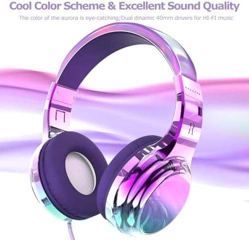 Vibrant Deep Purple Qear Fun Kids Headphones – Stylish Wired Noise Cancelling Headphones with Built-In Microphone & Adjustable Headband for School Use – Perfect for Focused Learning and Entertainment on Tablets & Smartphones