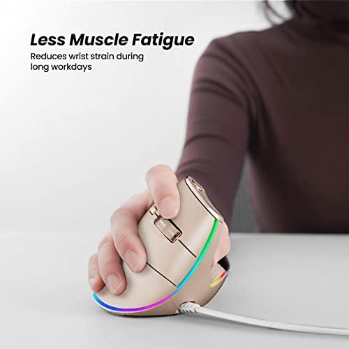 Nulea M504 Ergonomic Wired Vertical Mouse with 4 Adjustable DPI Settings and 11 RGB Lighting Modes – Ultimate Comfort and Precision for Laptop, PC, Desktop, and Mac Users