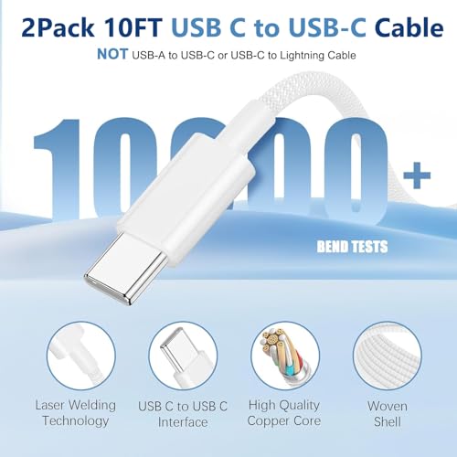 Ultimate Fast Charging Set for i Phone 16/15 – MFi Certified 2-Pack Type C Wall Charger with 6 FT Durable Woven USB-C Cables for i Phone 16 Pro Max, i Phone 15 Plus, i Pad Pro/Air/Mini – Enhanced Speed, Compatibility, and Portability for Home and Travel