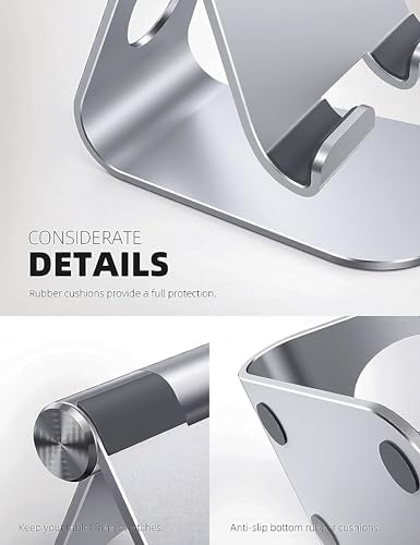 Versatile Adjustable Tablet Stand – Premium Multi-Angle Holder for i Pads, E-Readers, and Smartphones – Sleek Silver Design for Enhanced Stability and Comfort with Devices up to 12.9″ – Perfect for Home Office or Travel Use