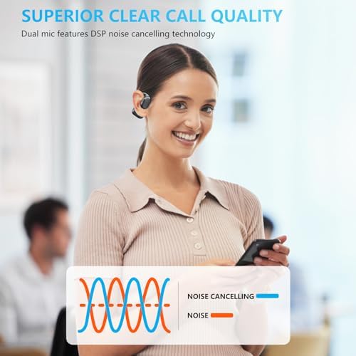 Open Ear True Wireless Earbuds – Cutting-Edge Bluetooth 5.4 Headphones with IP67 Waterproof Design and Advanced Dual DSP Noise Cancellation for Sports and Professional Use – Ultimate Comfort and Durability for All-Day Audio Enjoyment