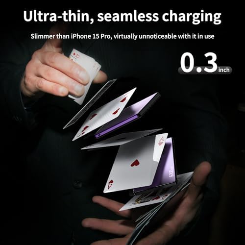 Ultra-Slim Magnetic Power Bank – 10,000 m Ah Portable Charger with Built-In Cable for i Phone 15/14/13/12 – Fast 20 W USB-C Two-Way Charging, Lightweight & Compact Design in Stylish Gray – Essential Travel Power Solution
