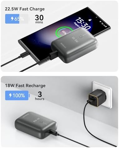 Kuulaa 10000 m Ah Portable Charger – PD 22.5 W Mini Power Bank for Fast Charging – USB-C Compatible Battery Pack for i Phone, i Pad, Samsung & More – Ultimate Travel Companion for On-the-Go Power Needs