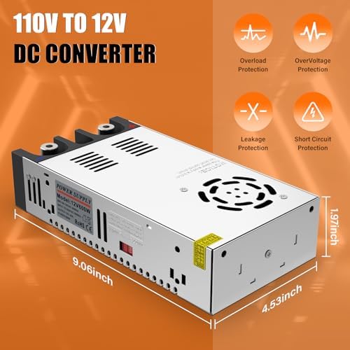 IMAYCC 600 W Adjustable AC to DC Converter – Efficient 110 V to 12 V Power Supply for Electronics and Automotive Applications, 50 A Output, Enhanced Safety Features, Compact Design for Easy Installation and Portability