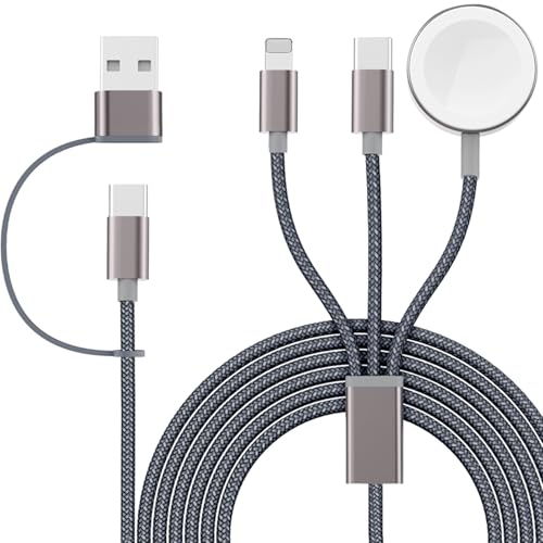 Ultimate 3-in-2 USB C Fast Charging Cable for Apple Watch & i Phone | 4 FT Multi-Device Charger for Apple Watch Ultra/Series 10-3 & i Phone 16-12, Galaxy S25 | Streamlined Power Delivery & Clutter-Free Solution for Busy Lifestyles
