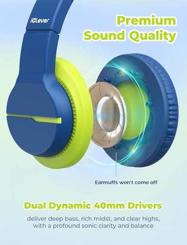 i Clever Kids Headphones: Safe 85 d B Volume-Limited Over-Ear Stereo Sound for Children – Foldable, Lightweight, and Compatible with i Pads and Computers for Easy Travel and Learning