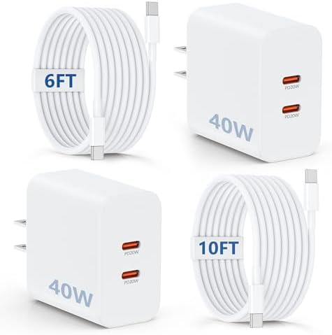 Essri 45 W PD 3.0 Ultra-Fast Charger Duo with 10 FT USB-C Cable – Premium Charging Solution for i Phone 16/15 Pro Max and Mac Book – High-Efficiency Power Delivery, Multi-Voltage Compatibility (20 V/2.25 A, 15 V/3 A, 12 V/2 A) – Perfect for On-the-Go Charging and Enhanced Device Performance