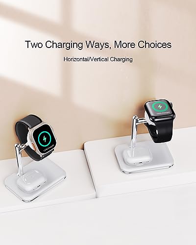 Dual Charging Dock for Apple Watch & Air Pods – Portable 2-in-1 Charger Stand with Fast Charging Capability, Compatible with All Apple Watch Series Ultra/10/9/8/7/6/SE/5/4/3 and Air Pods Pro/4/3/2/1 – Sleek Foldable Design for Travel and Space-Saving Solutions