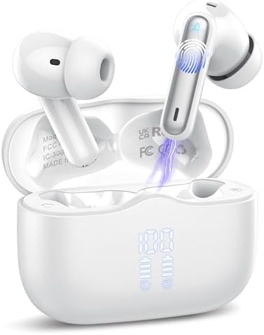 Next-Generation Bluetooth 5.4 Wireless Earbuds – 40-Hour Battery Life & IP7 Waterproof Design for Ultimate Resilience – Deep Bass & Crystal-Clear Communication with Advanced 4 ENC Microphones – Ideal for Active Lifestyles on i OS & Android – Transform Your Audio Experience Now!