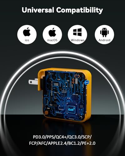 AKELON 100 W USB-C Fast Charger: Ultimate Compact & Foldable Power Hub for Mac Book Air, Mac Book Pro, Samsung Galaxy, and i Pad Pro – Comes with 6.6 ft USB-C Cable for Superior Compatibility and Lightning-Fast Charging Efficiency