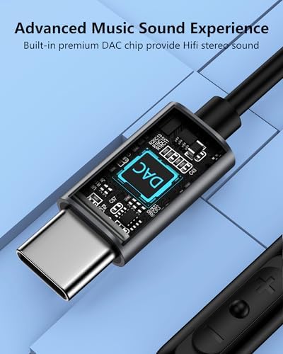 Dual Pack USB C Earbuds – High-Performance Wired Headphones for i Phone 16 & Samsung Galaxy S Series – Immerse in Crystal Clear Sound with Built-In Microphone & Intuitive Controls – Ultra-Lightweight Ergonomic Design for Extended Comfort – Rapid USB Type C Connectivity for Effortless Audio Experience and Exceptional Durability