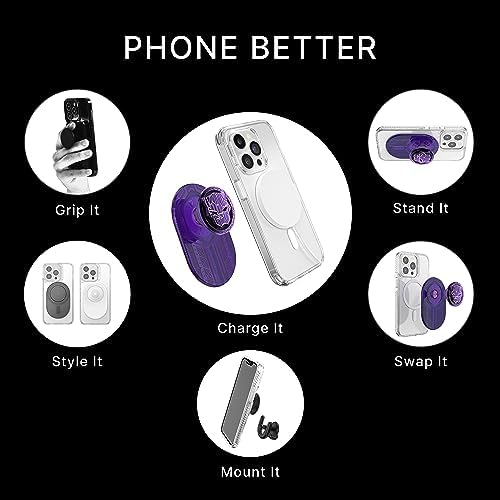 Mag Safe-Compatible Pop Grip with Wireless Charging – Gold Lutz | Enhanced Stability for One-Handed Use, Kickstand Functionality, and Secure Attachment for Ultimate Phone Protection