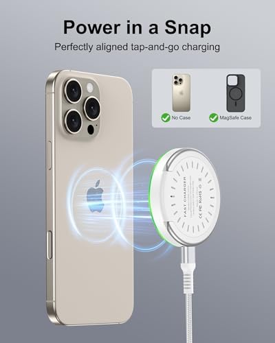 Magnetic Fast Charging Stand for Samsung Galaxy & Google Pixel – 15 W Magsafe Wireless Charger with Built-in Kickstand for Ultimate Convenience – Slim, Portable Design for Effortless Charging at Home or On-the-Go – Compatible with i Phone 12-16 Series, Android Devices & More – Intelligent Safety Features for Reliable Power Delivery – Includes USB-C Cable, Perfect for Travel Enthusiasts and Everyday Users