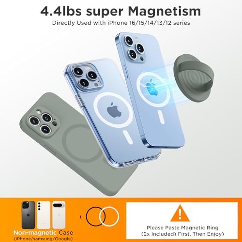 Upgraded Magnetic Phone Grip for i Phone: Premium Silicone Loop Holder with Mag Safe Compatibility – Ergonomic 360-Degree Stand, Non-Slip Design in Sleek Black for Enhanced Comfort and Secure Handling on i Phone 16/15/14/13/12 Pro Max/Plus